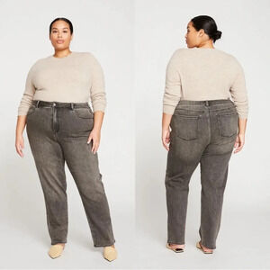 Universal Standard NWT Black High Rise Curve Straight Leg Jeans 34
